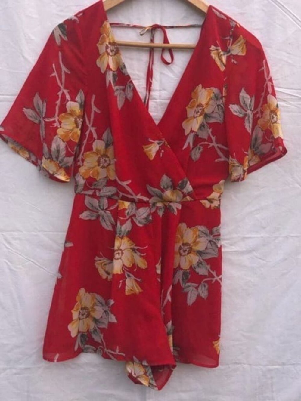 Red Floral Romper